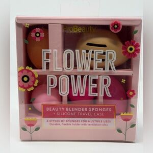Flower Power Makeup Sponge Set - Pink and Tan